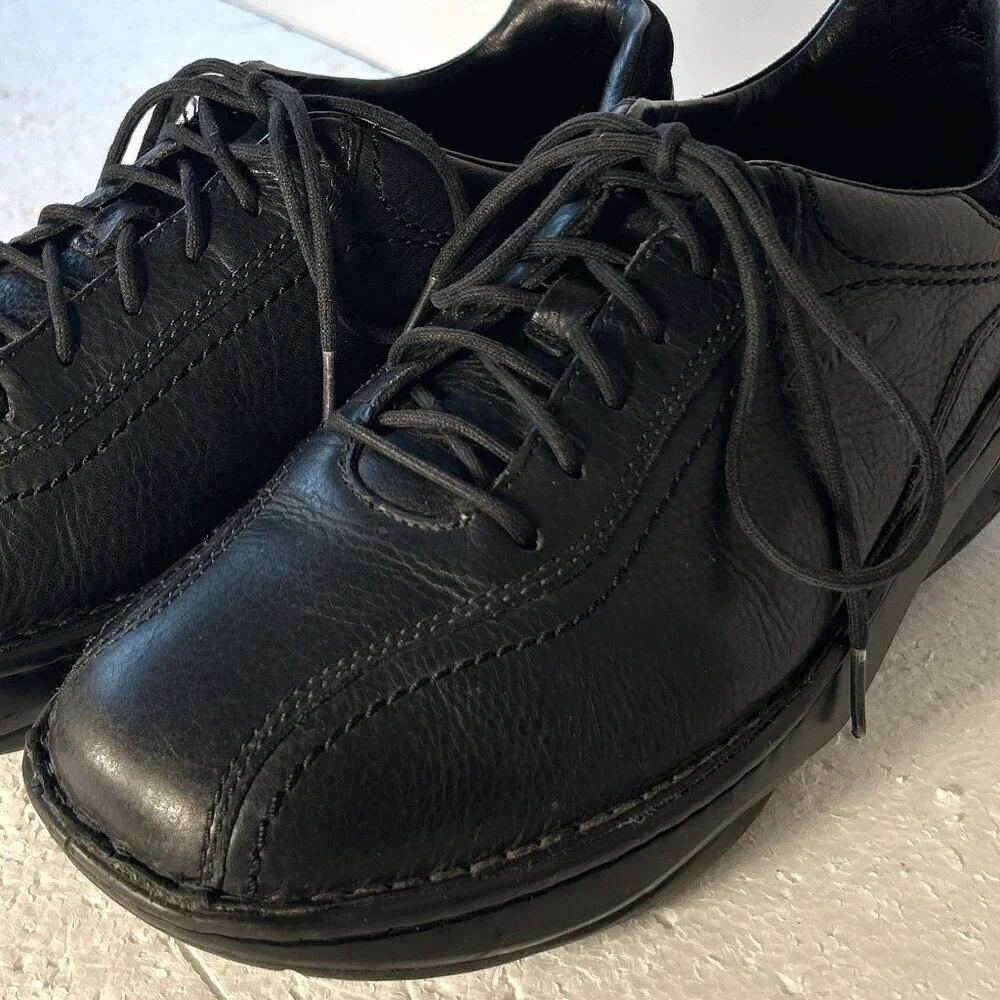 MBT Men's SZ 9-9.5 Ajabu Comfort Black leather rocker Work Shoe Lace Up